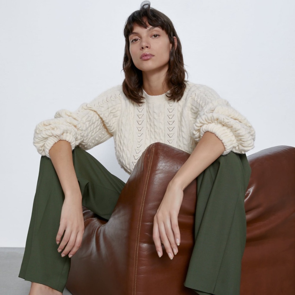 Zara Ivory Cable Knit Sweater - Picture 5 of 9